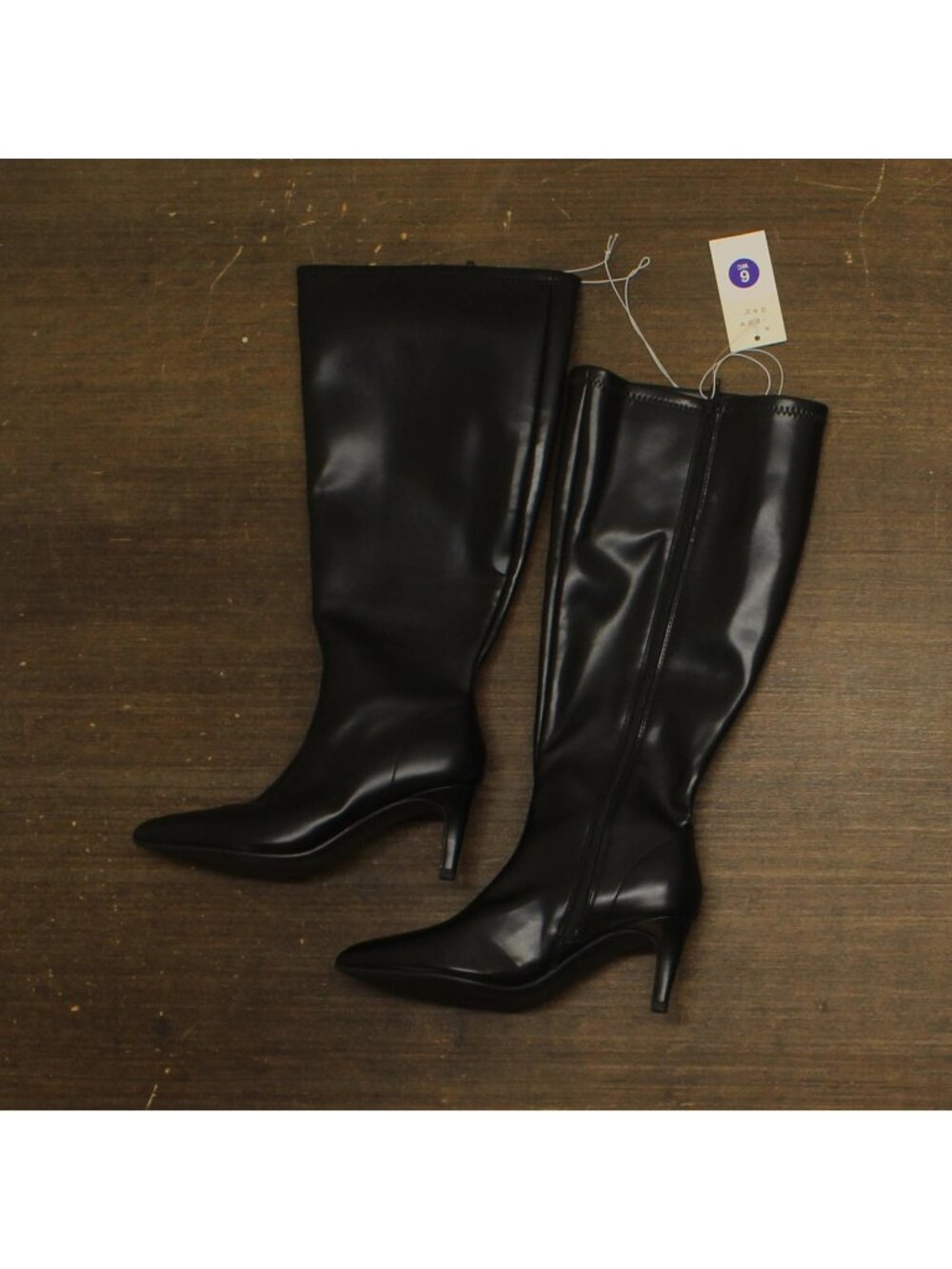 A New Day Womens Wide Width Nelly Under Knee Heeled Boots 94637528 Black 6M-WC